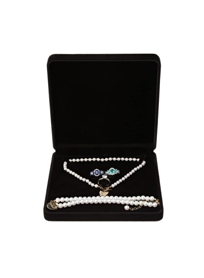 KISSUN Velvet Jewelry Set Box, Velvet Gift Box for Bracelet Necklace Earring Ring (Black) - Image 4